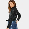 Leather Jacket Women Faux Soft PU Jackets Long Sleeve Short Biker Coat Black Pink Punk Outwear 210430