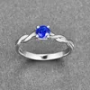 Bröllopsringar Fashion Twisted Blue CZ Ring Female Jewelry Engagement for Women Gifts WholSale