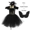 Robes de fille Girltls Black Swan Cosplay Costumes Enfants Littler Evil Dress Up pour enfants Plume Jouer Oiseau Vêtements Fille Party Frocks