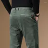Pantalones de hombre primavera otoño de pana de alta calidad para hombre, pantalones gruesos ajustados, ropa de marca larga informal para hombre, talla grande 28-40