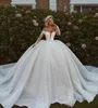 2021 weg von der Schulter Hochzeit Kleid Spitze Appliques Pailletten Brautkleider Saudi Arabisch Plus Größe vestido de novia