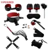 NXY SM SEX Vuxen Toy SM Y Erotisk kostym Leksaker Varor Läder Handcuff Bondage Kit Ball Whip Set Par Foe Fun Games1220