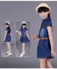 Robe de cowboy pour les adolescents filles enfants enfants denim vestide d'été 4 5 6 7 8 9 10 11 12 14 ans 2108027899766