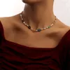 Chokers Boho Flache Glasperlen Charme Choker Halskette Für Frauen Weibliche Aussage Perle Intervall Perlen Kette Hals Modeschmuck