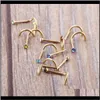 Rings & Drop Delivery 2021 Mix Colors Rhinestone Studs Screw Ring Bone Bar Body Piercing Jewelry Gold Sier Nose Pin Ygurz