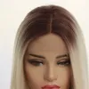 12~26 inches Silky Straight Synthetic Lace Front Wig Simulation Human Hair Wigs Ombre Color perruques de cheveux humains Pelucas 180817-0809