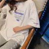 Lettera Sciolto Casual Stile coreano Basic All Match Moda Arrivo Cotton College Wind Summer Women Top T-shirt 210722