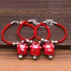 Novo Bonito Lucky Gato Cerâmica Beads Cofre Pulseira Red Rope Bangle Handmade Moda Jóias Ajustável Comprimento