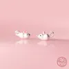 WANTME 100% 925 Sterling Silver Jewelry 3D Personalized Rat Mouse Stud Earrings For Women Girls Fashion Animal Pendientes Mujer 210507