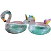 Glitter transparente unicórnio natação círculo spashg conjuntas lantejoulas flamingo pvc círculos de água