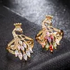 Vintage Boho Grande anello di pavone in oro per le donne Gioielli di dichiarazione di moda Austria Anelli di cristallo Color oro Fasce per dita X0715
