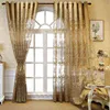 Europejski Luksusowy Złoty Haftowany Tiul Kurtyna Jacquard Sheer Panel do salonu Sypialnia Royal Home Decor ZH431 # 4 211203