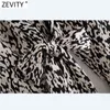 Kvinnor Vintage Animal Texture Print Bow Knotted PantsKirts Klänning Femme Chic Casual Slim Vestido Retro Kläder DS4914 210416