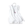 Summer Arts Style Women sleeveless Tank Tops cotton linen Casual White Femme Vintage Plus Size S731 210512