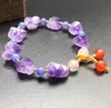 Braccialetti con ciondoli in rilievo di pietra di cristallo viola naturale irregolare Gioielli per accessori per club per feste di compleanno per ragazze da donna