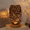 Nordic Wood Tafellamp Slaapkamer Nachtkastjes Art Decoration Desk Light Rattan Twine Ball Lighting