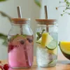 Kitchen Bamboo Mason Jar Lids with Straw Hole and Silicone Seal Reusable Caps for Wide Mouth Can Bottle 70mm 86mm T2I53125