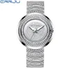 Kvinnors Fashion Casual Analog Quartz Klockor Crrju Kvinnor Diamant Rhinestone Crystal Armband Wristwatch Feminino Gift Clock2022