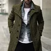 الرجال الخندق معاطف 2021 معطف منقوشة طويلة طول التلبيب طوق طويل الأكمام الدافئة الخريف الشتاء معطف