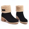 Femmes bottes de neige daim coton épaissi semelle épaisse talons moyens chaussures d'hiver J9 X62W I7Ia #
