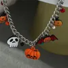 Gioielli di Halloween Zucca Pipistrello Fantasma Collane con ciondolo Catene placcate argento in lega Collana girocolli Europa per regalo per feste da donna