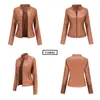 Veste en cuir Pu au printemps Femmes High Street Solid Slim Faxu Coat en cuir Elegant Moto Biker Jackets Female Extérieur 211118