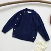 Herfst Kids Meisjes Lange Mouw Knit Slant Buckle Trui Winter Baby Pullover Sweaters 1-6yrs 210521