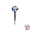 Klusterringar 2021 925 Sterling Silver för kvinnor Blue Zircon Sparkle Crown Ring Making Jewelry Gift Party Engagement R100