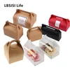 LBSISI Life 10pcs Cake Food Kraft Paper Box With Handle Boxes Christmas Birthday Wedding Party Candy Gift Packing With Sticker 211108
