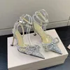 Najnowsze modne sandały na wysokim obcasie Rhinestone 9.5cm buty wizytowe luksusowe przezroczyste kryształowe pcv damski pasek na ramię buty bankietowe projektant butów fabrycznych