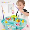 Kids Fishing Toys Electric Water Cycle Music Light Baby Bath Child Game Play Fish Outdoor Games For Children 210712