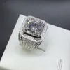 خاتم مرصع بالألماس بالكامل للرجال والنساء عالي الجودة إكسسوارات الهيب هوب من Crytal Gems 925 خواتم فضية خاتم رجالي