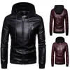 Men039s Классическая кожаная куртка с капюшоном Мужская повседневная байкерская верхняя одежда из искусственной кожи Мужская уличная мотоциклетная куртка Брендовая одежда Мех Fau4875674