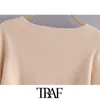 ONKOGENE Frauen Mode Asymmetrische Cropped Gestrickten Pullover Vintage O Hals Langarm Weibliche Pullover Chic Tops 210415