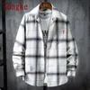 Zongke Casual Shirts For Men Clothing Fashion Long Sleeve Plaid Harajuku Checkered M-3XL 220309