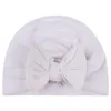 Solid Color Bow Beanie Cap Newborn Infant Baby Summer Fashion Cute Turban Hats Sweet Soft Elastic Caps for Toddler Girls Beanies Hair Access