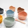 Colors Feeding Set Food Grade Silicone Baby Bowl Non-silp Suction Spoon Kids Dinnerware A Free Tableware Dropship 210909