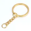 Porte-clés couleur Bronze or argent 28mm, anneau fendu avec chaîne courte, accessoires pour femmes et hommes, bricolage, 2021