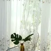 Modern White Embroidered Floral Curtains Drape Panel Sheer Tulle For Living Room Door Kitchen Bedroom Curtain & Drapes