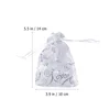 Gift Wrap Small Organza Sheer Favor Gift Bags Mini Silver Rattan Pattern Jewelry Pouches Drawstring For Wedding