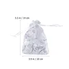 Gift Wrap Small Organza Sheer Favor Gift Bags Mini Silver Rattan Pattern Jewelry Pouches Drawstring For Wedding