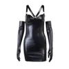 Mini abito da donna sexy in pelle PU Sex Night Guanti femminili erotici Set Abbigliamento Fetish Bondage Costumi Abiti casual Lenceria