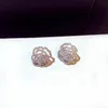 Crystal Stud Earrings Rotable Circle Flower Sterling Silver Cute Unique Jewelry for women Hot Fashion
