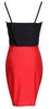 Vrouwen jurk sexy patchwork rood zwart bandage strappy mouwloze spaghetti riem stretch avondfeest mini hoge taille kleding 210522