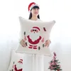 Cushion/Decorative Pillow Large Throw Case Cushion Merry Christmas Decoration Santa Pattern Embroidered White Covers