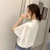 Корейский стиль летняя блузка женская вспышка с коротким рукавом повседневные шифоновые рубашки белый кардиган женские топы одежда 9057 50 210508