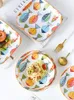 Rätter plattor modern platta hushåll kreativ personlighet djupt skiva fyrkantiga nordiska keramiska bordsuppsättningar köksmaterial