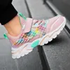 Çocuklar Kızlar için Sneakers Sneakers Çocuk Ayakkabı Erkek Sneakers Kızlar Ayakkabı Gökkuşağı Renkli Nefes Örgü Tenis Infantil Menina G1025