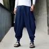 Męskie spodnie Męskie solidne mężczyźni harem swobodny streetwear hip -hopowy luzowe spodnie męskie bawełniane bieliznę odzież zewnętrzną plus size 3xl 4xl