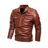 Fashion Stand Collar Chaqueta de Cuero Hombre boa qualidade Slim Fit Motor Bike Couro Casaco Homens